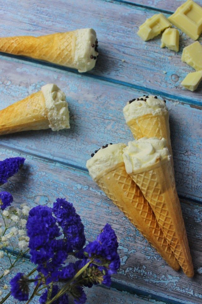 cornetti gelato al cioccolato bianco